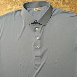Collars And Co Polo Shirt Mens Large Blue Solid Dress Collar Lightweight